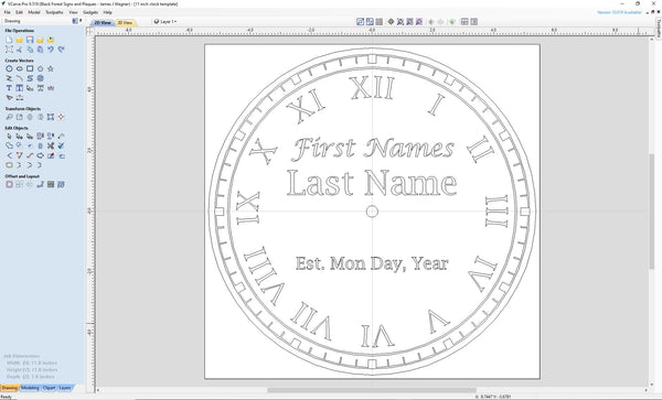 VCarve Project Plans to Create a Custom 10.75 inch Clock
